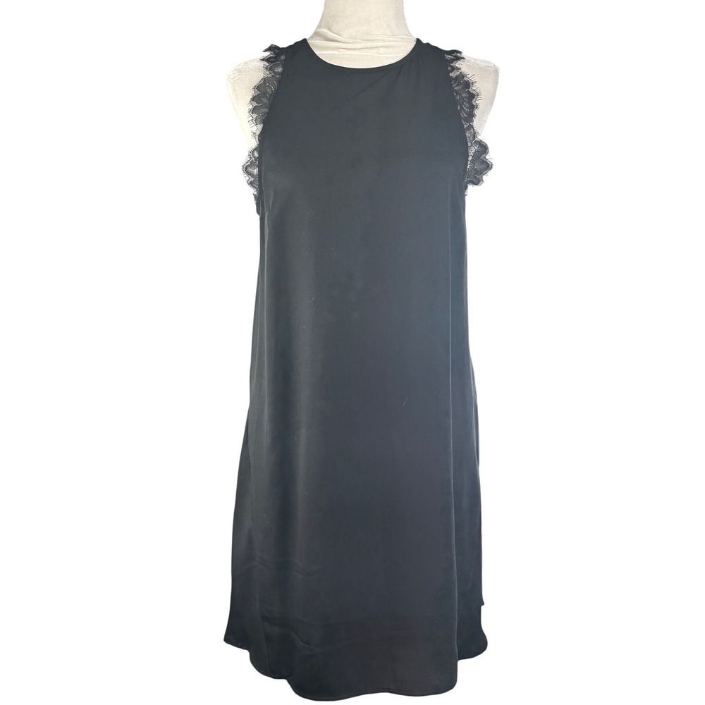 HM Womens Black Lace Trim Sleeveless‎ High Low Shift Dress Size 8 NWT 0246829001